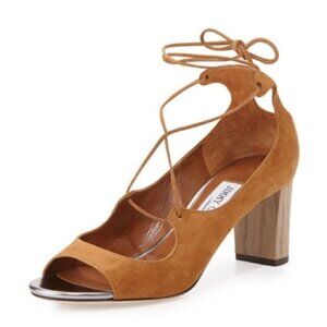 Authentic JIMMY CHOO Vernie Suede Lace-Up Heel Sandals Womens size 39.5 (9.5)